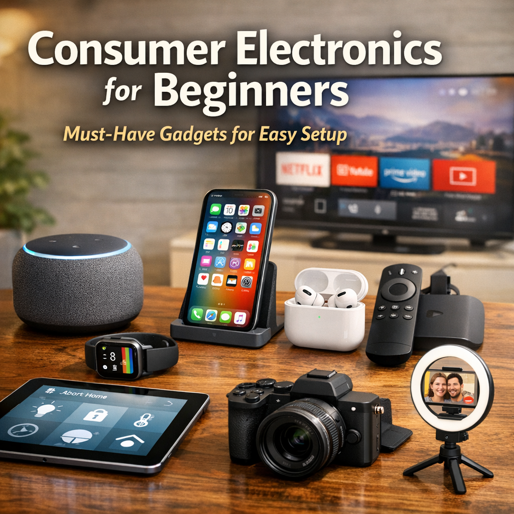 Illustration of Consumer Electronics for Beginners: Must-Have Gadgets for Easy Setup