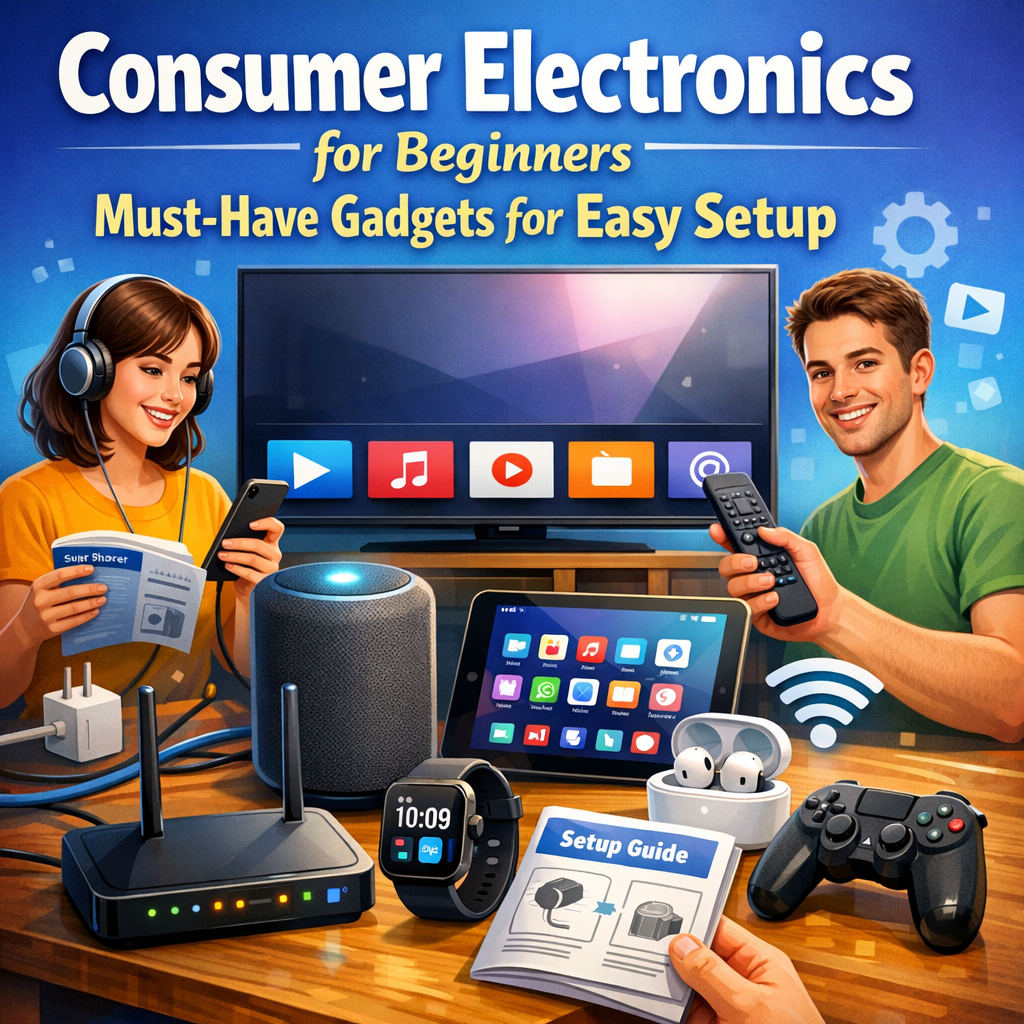 Illustration of Consumer Electronics for Beginners: Must-Have Gadgets for Easy Setup