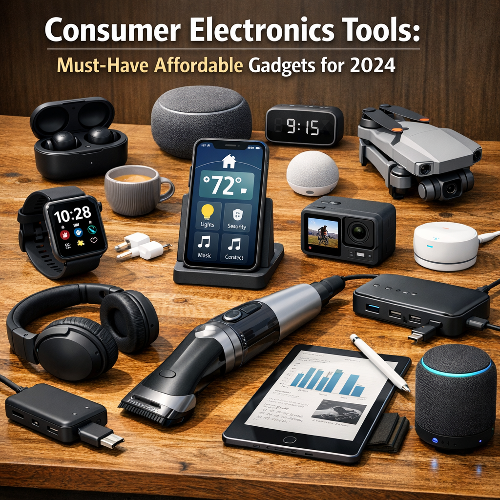 Illustration of Consumer Electronics Tools: Must-Have Affordable Gadgets for 2024