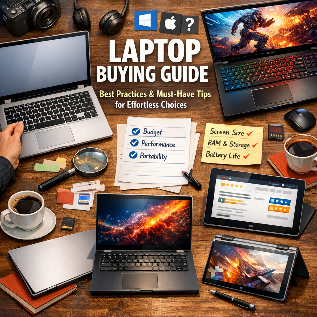 Illustration of Laptop Buying Guide Best Practices: Must-Have Tips for Effortless Choices