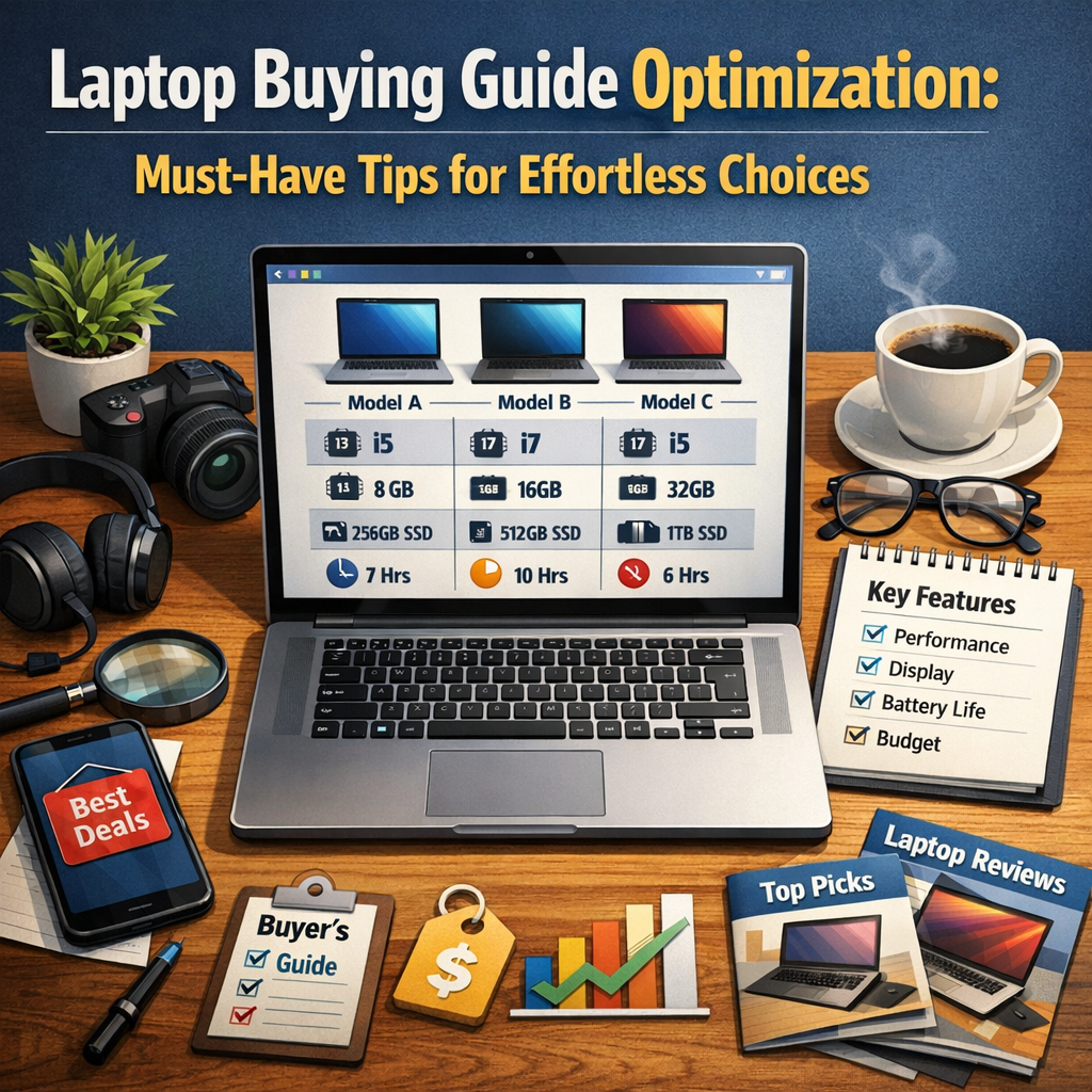 Illustration of Laptop Buying Guide Optimization: Must-Have Tips for Effortless Choices