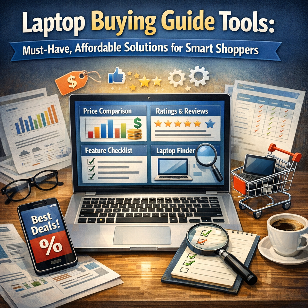 Illustration of Laptop Buying Guide Tools: Must-Have, Affordable Solutions for Smart Shoppers