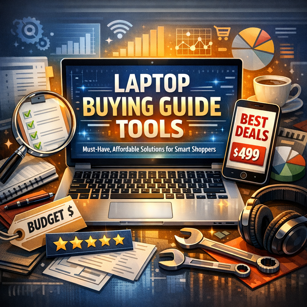 Illustration of Laptop Buying Guide Tools: Must-Have, Affordable Solutions for Smart Shoppers