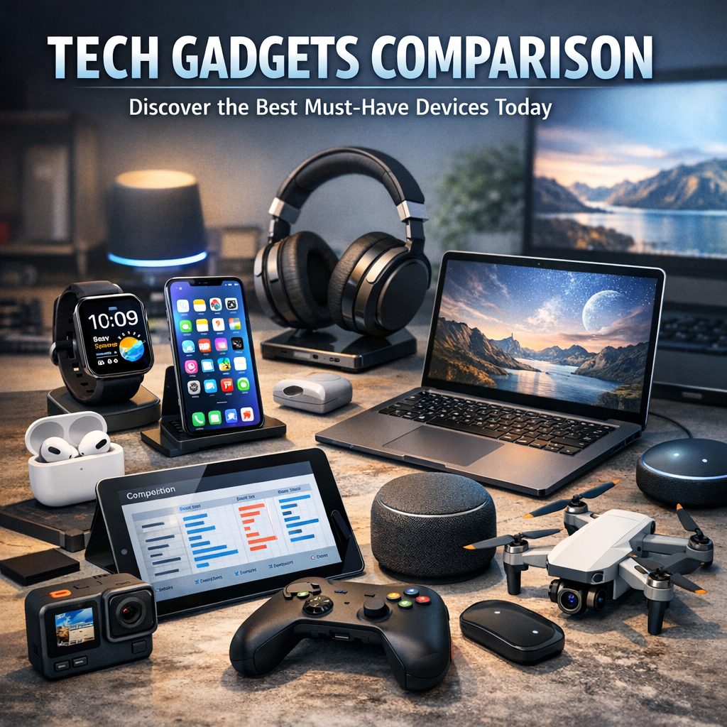 Illustration of Tech Gadgets Comparison: Discover the Best Must-Have Devices Today