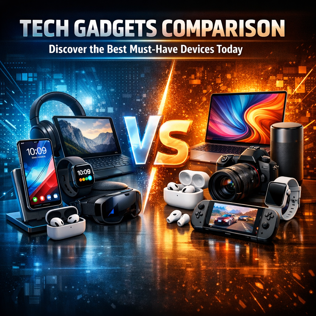 Illustration of Tech Gadgets Comparison: Discover the Best Must-Have Devices Today
