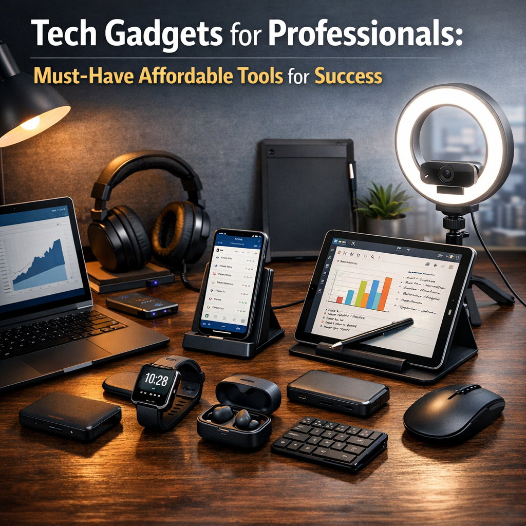 Illustration of Tech Gadgets for Professionals: Must-Have Affordable Tools for Success